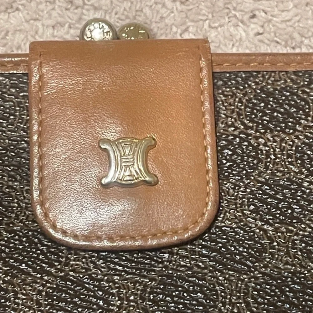 Celine Leather Brown Logo Continental Wallet